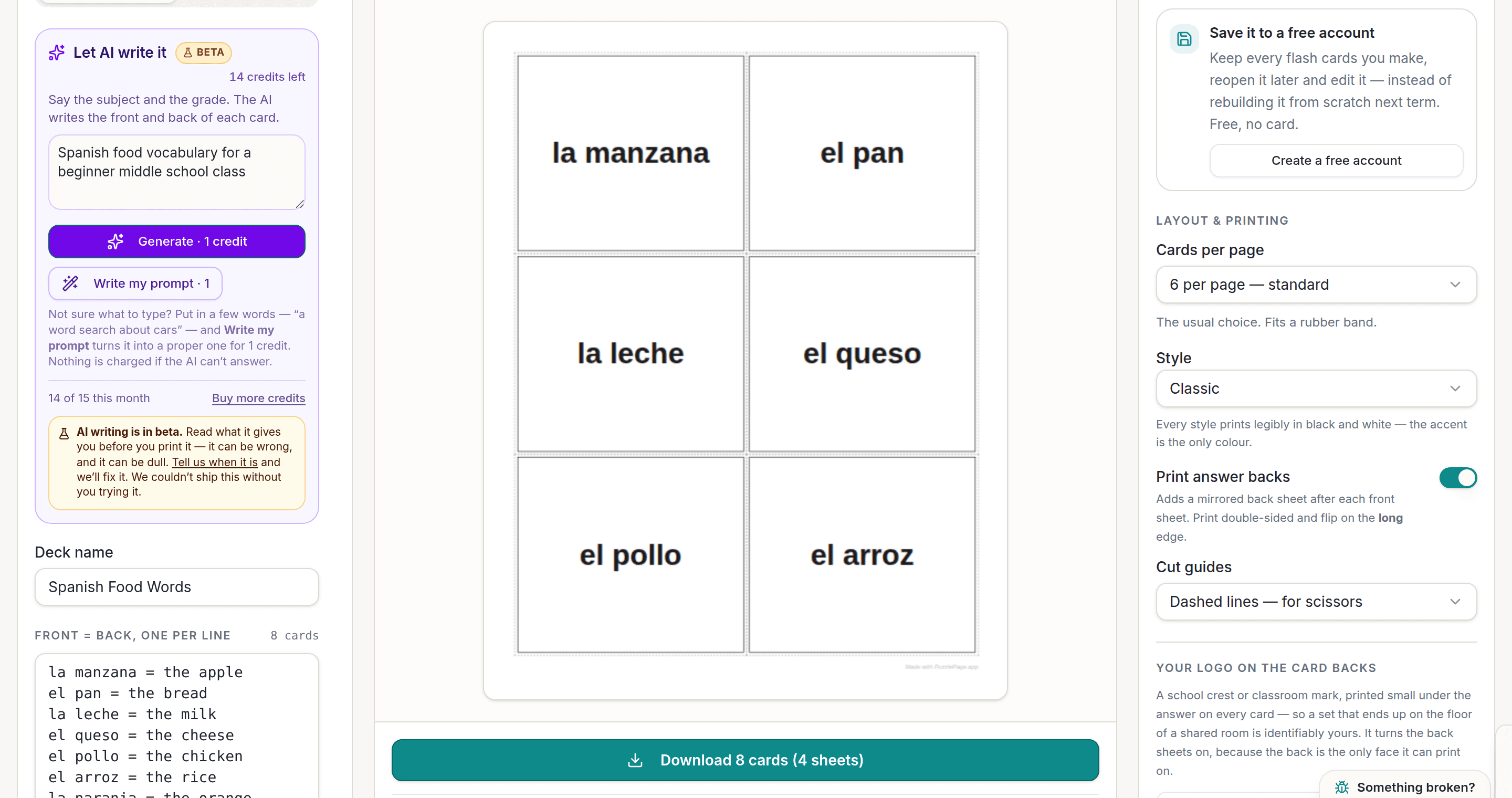 AI Flash Card Maker: A Whole Deck From One Sentence