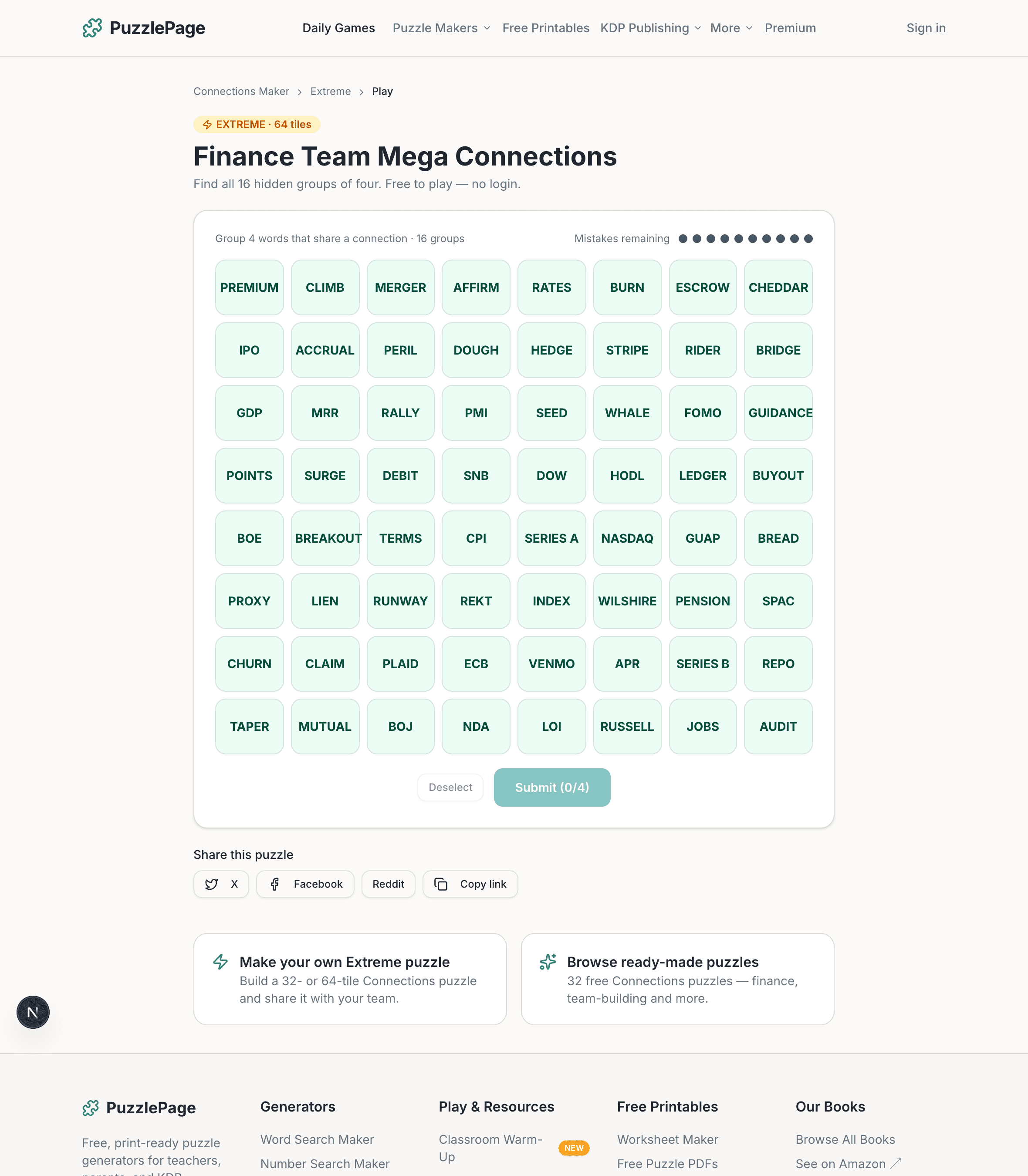Extreme Connections: The Finance Vocabulary Game for Teams