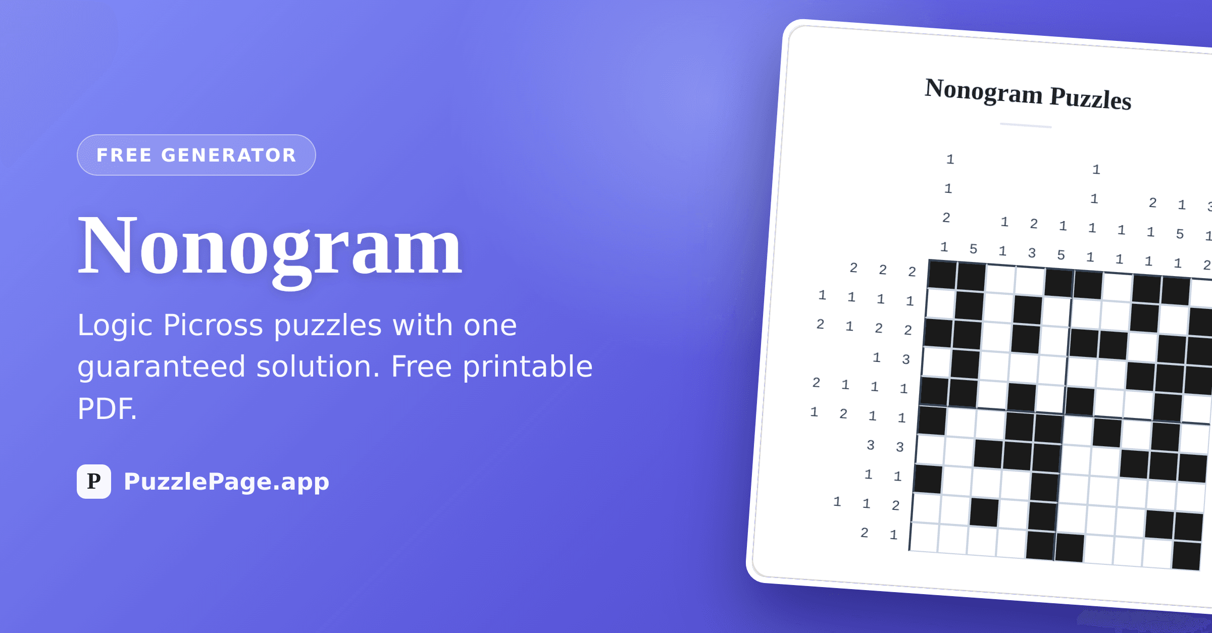 Nonogram Generator: Free Printable Picross Puzzles