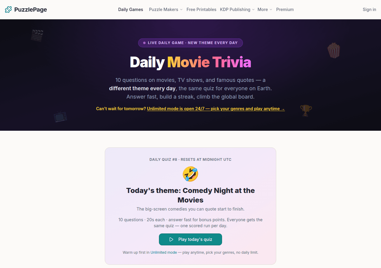 Daily Movie Trivia: Play the Free Movie & TV Quiz Game