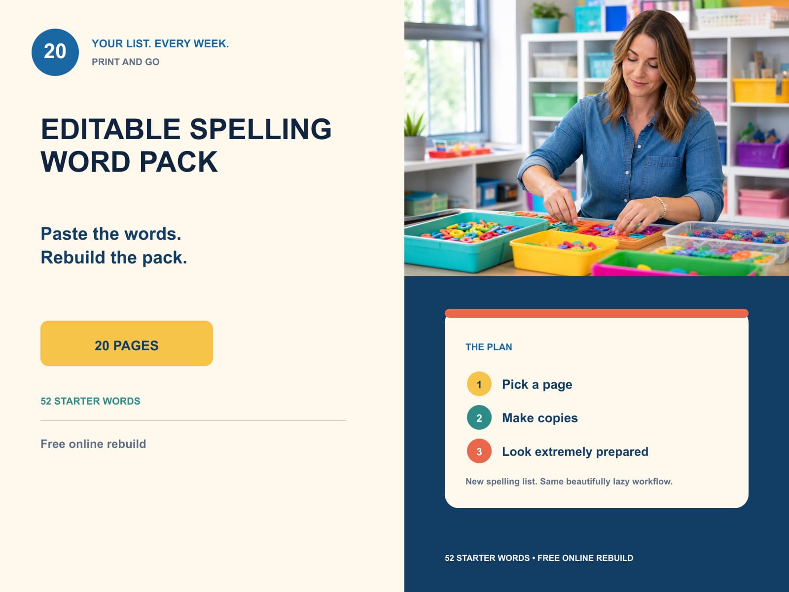 editable spelling sight word pack editorial product overview with product-specific lifestyle photography and key facts.