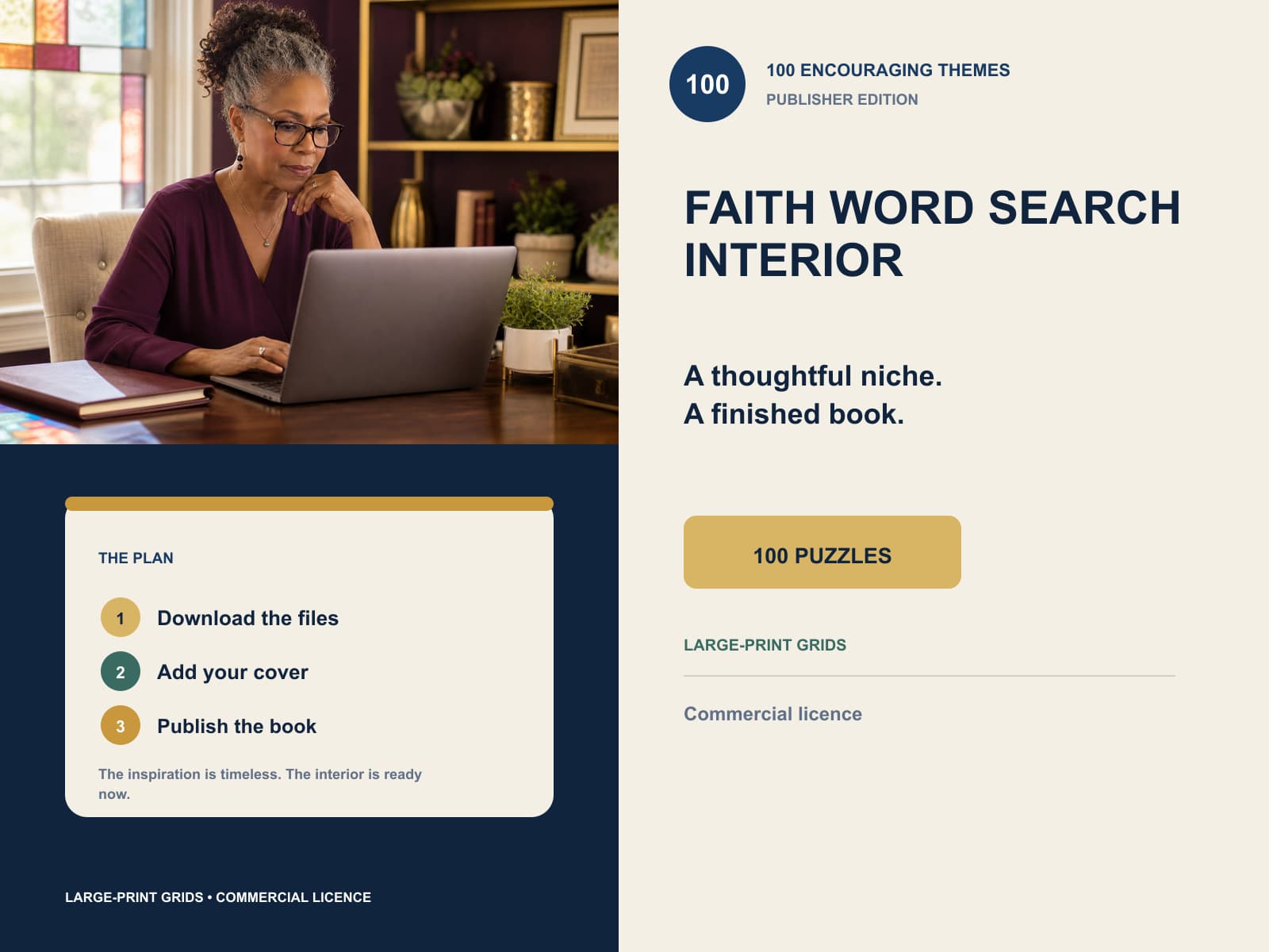 faith word search interior editorial product overview with product-specific lifestyle photography and key facts.