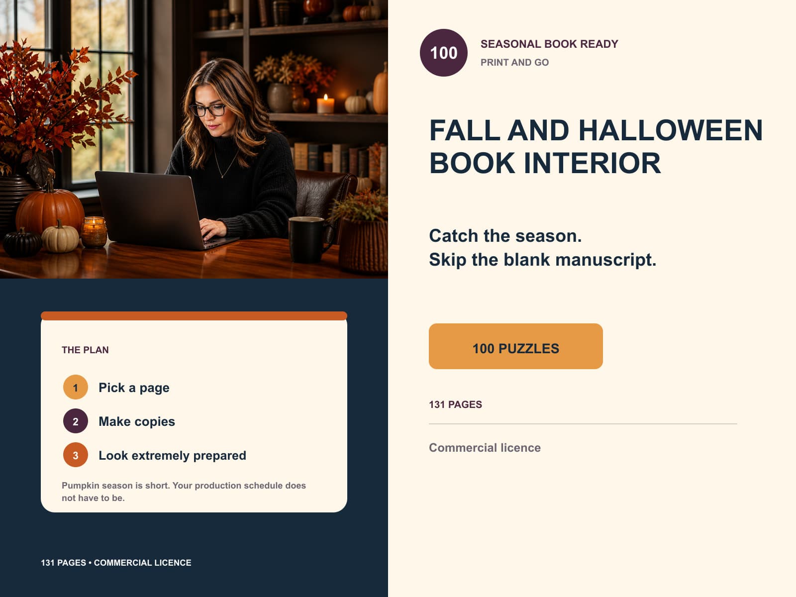 fall kdp interior editorial product overview with product-specific lifestyle photography and key facts.