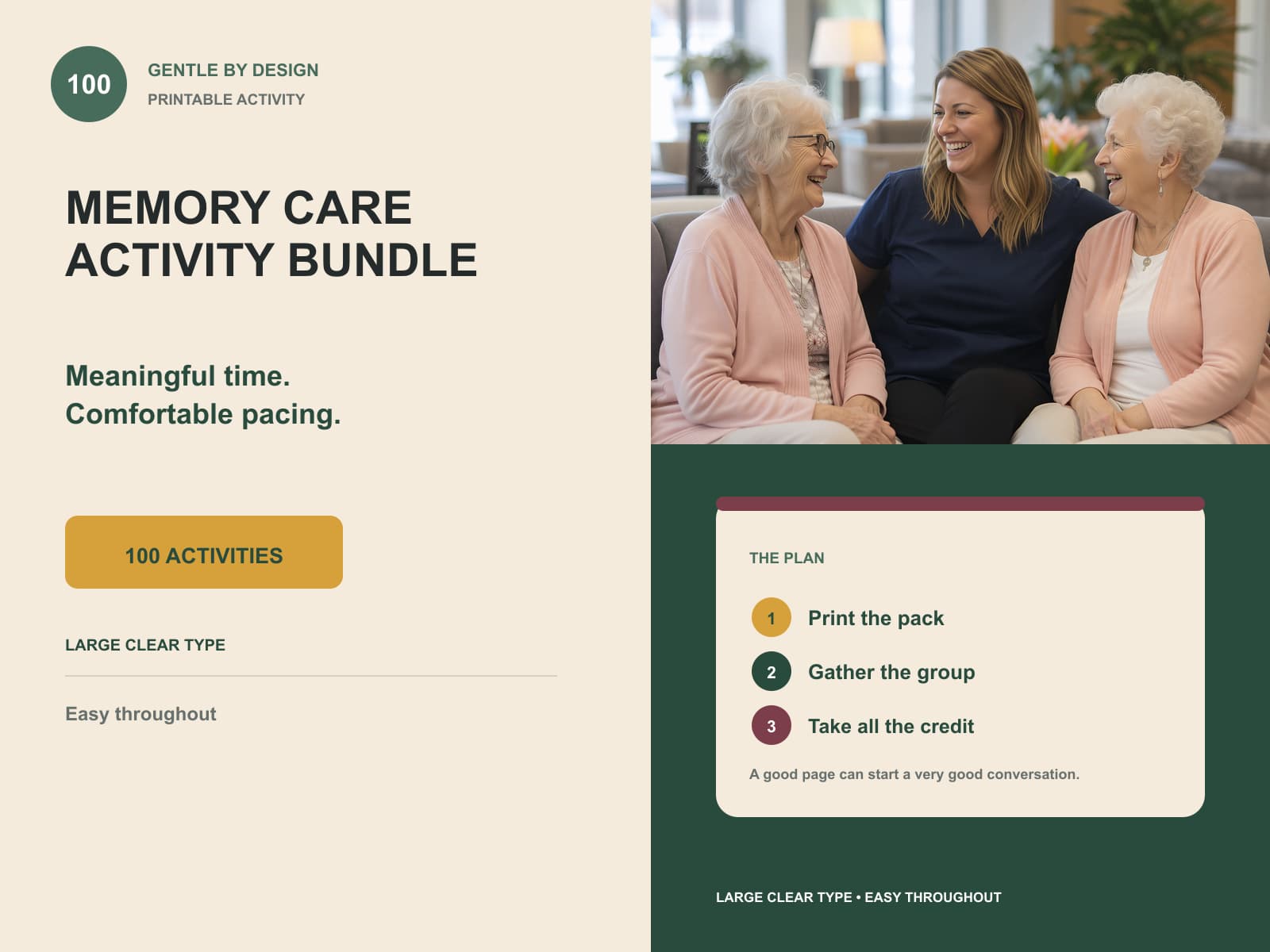 memory care activity bundle editorial product overview with product-specific lifestyle photography and key facts.