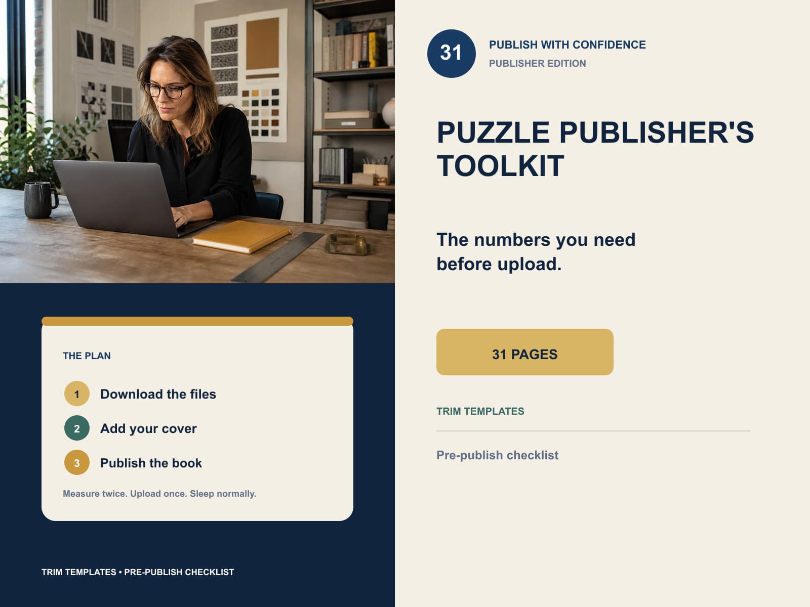 puzzle publishers toolkit editorial product overview with product-specific lifestyle photography and key facts.