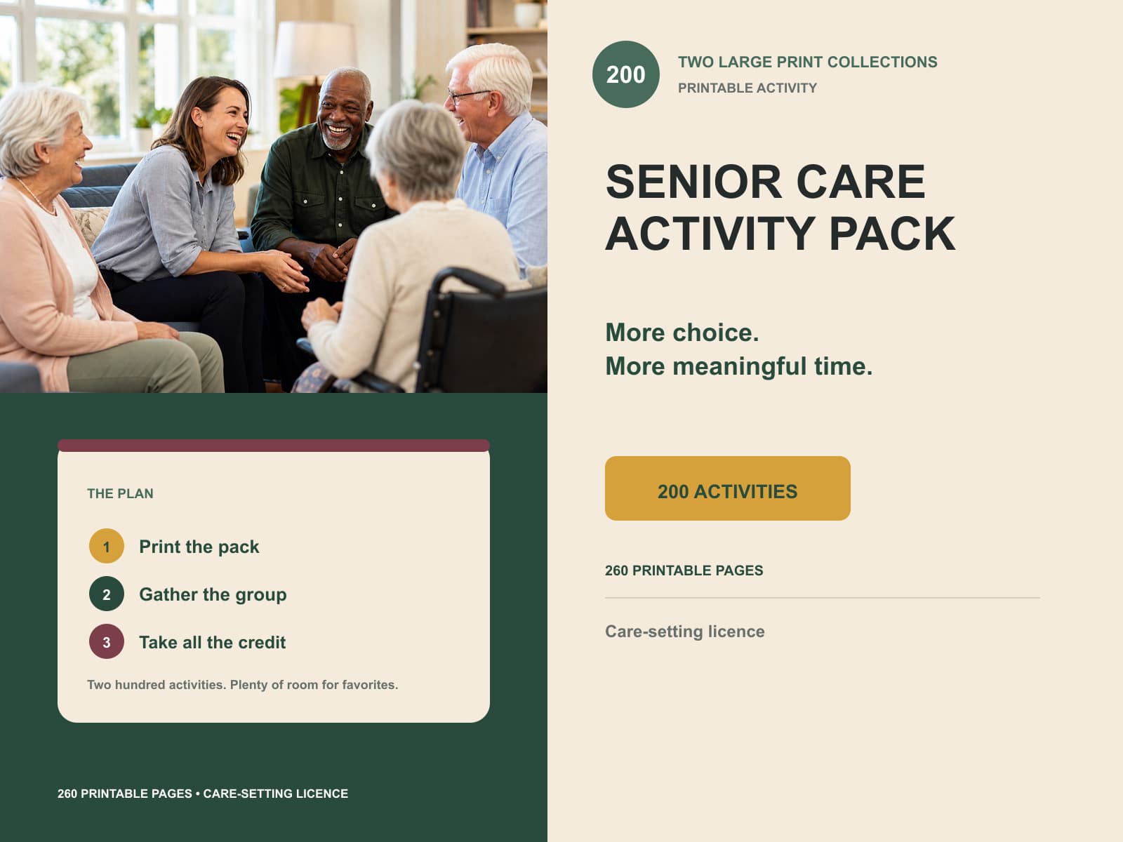 senior care pack editorial product overview with product-specific lifestyle photography and key facts.
