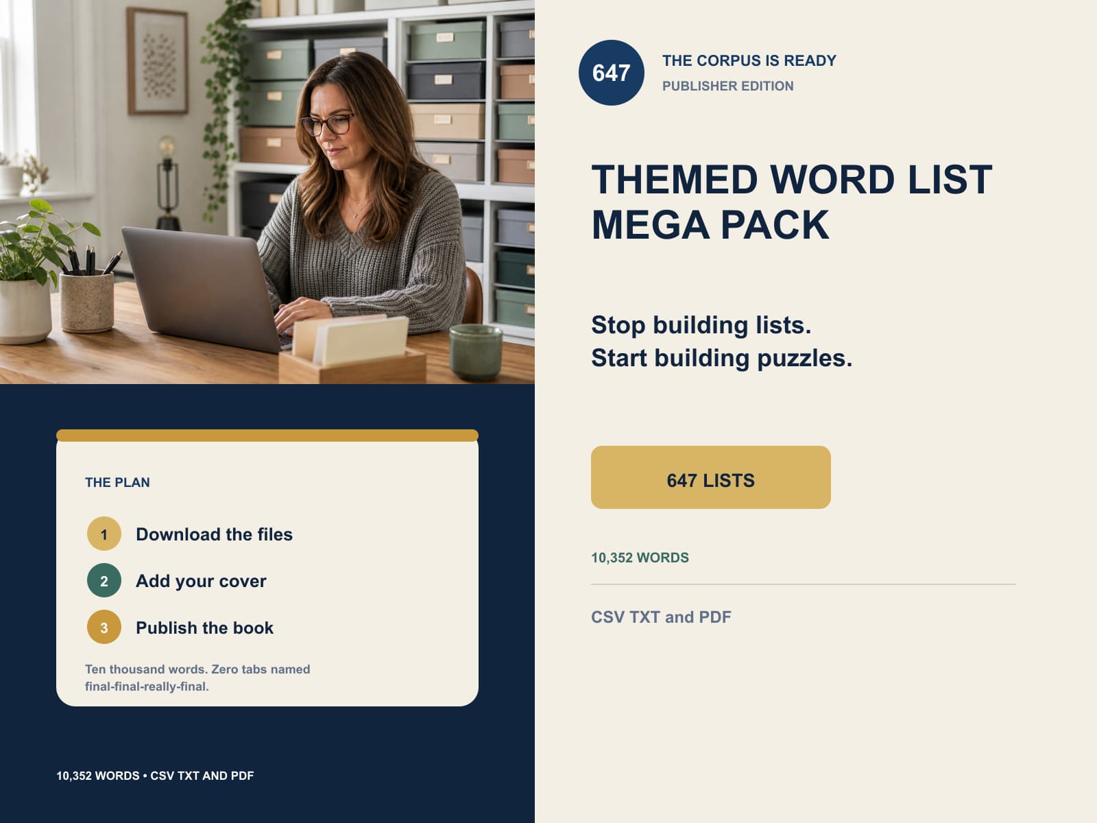 themed word list mega pack editorial product overview with product-specific lifestyle photography and key facts.