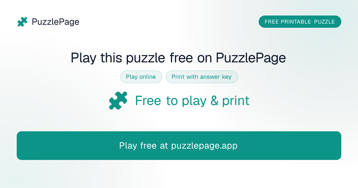 A branded PuzzlePage share card of the kind that appears when you post a puzzle to LinkedIn