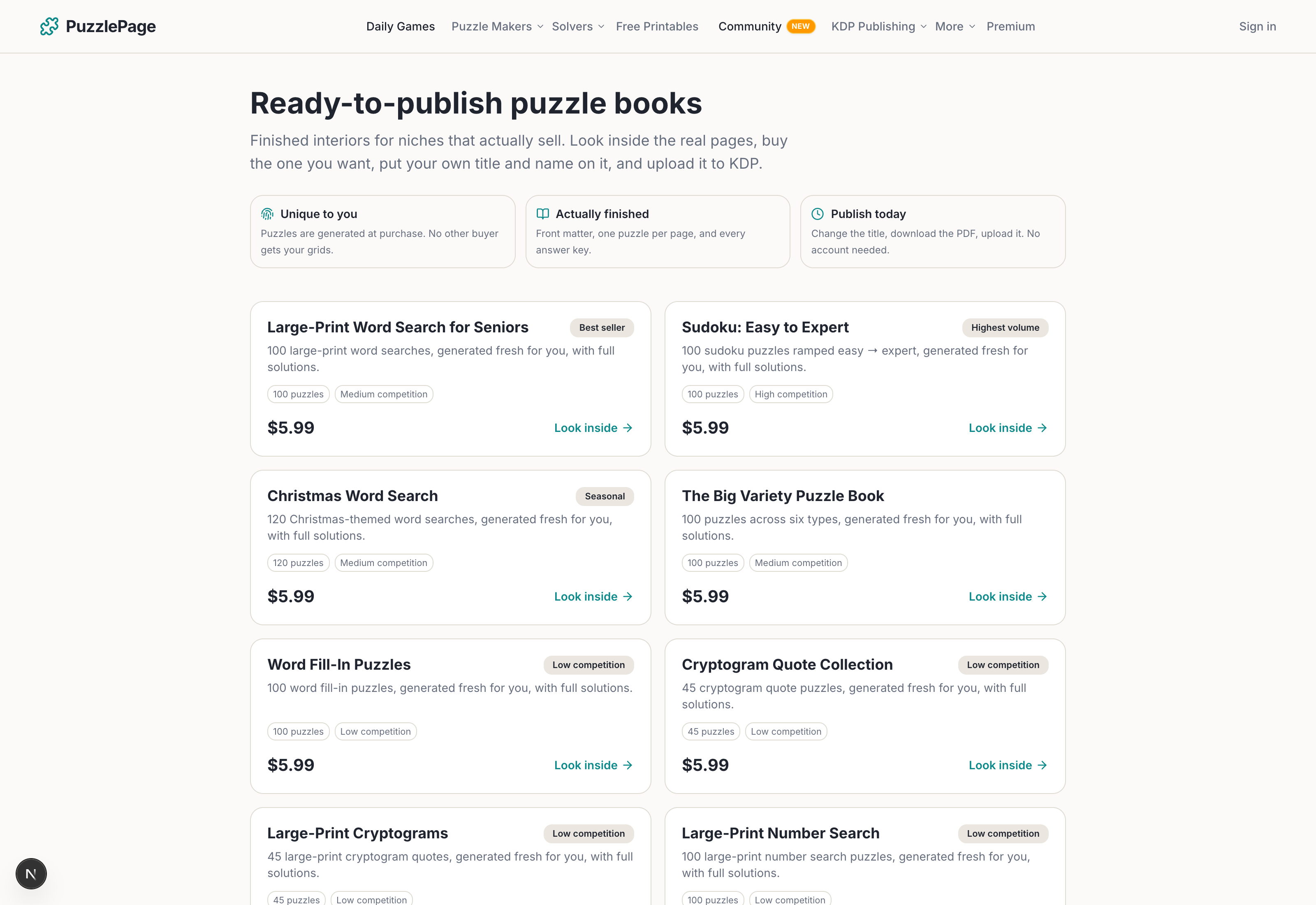 sell puzzle books on amazon starting from finished 5.99 dollar interiors you can look inside first