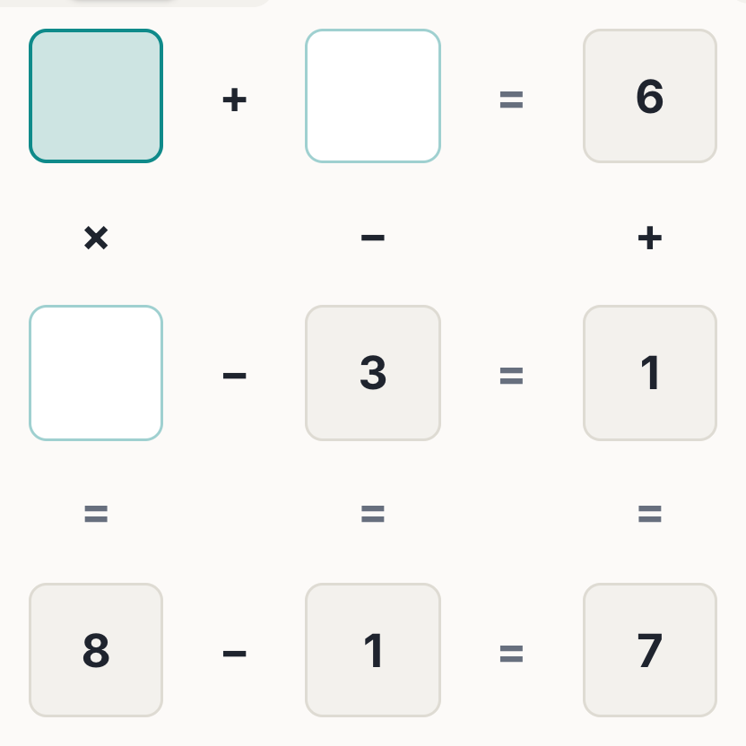Crossmath puzzle being solved on PuzzlePage