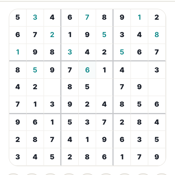 Sudoku puzzle being solved on PuzzlePage