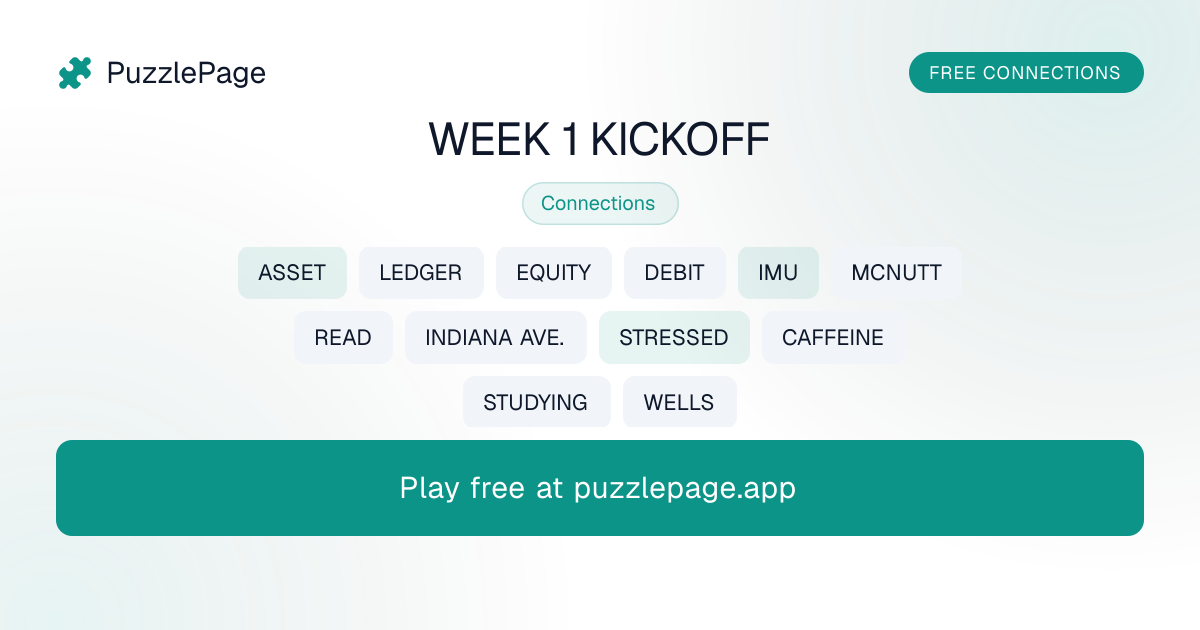 WEEK 1 KICKOFF — Play Free or Print | PuzzlePage